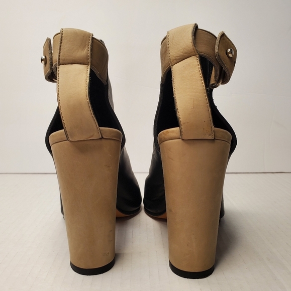 Vince Addison Peep-Toe Leather Bootie, Black/Woodsmoke - Picture 3 of 11